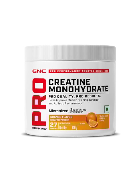 GNC PP Creatine Monohydrate | Micronized & Instantized | Formulated Orange Flavoured Powder -100 gm