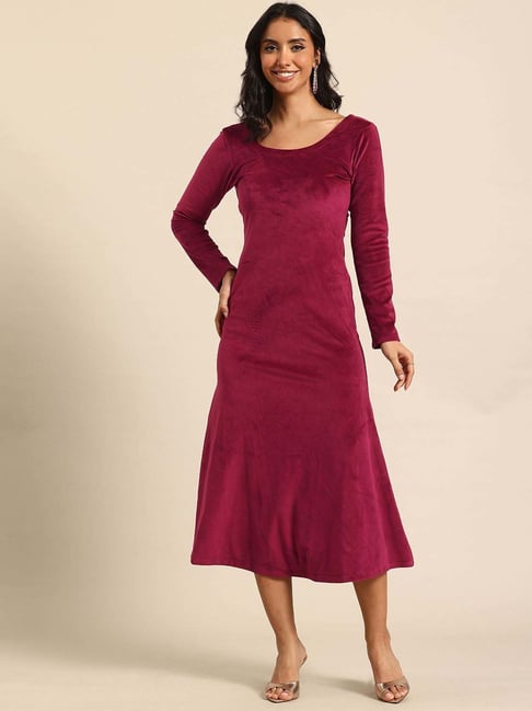 Qurvii Maroon Casual Dress-picture-35