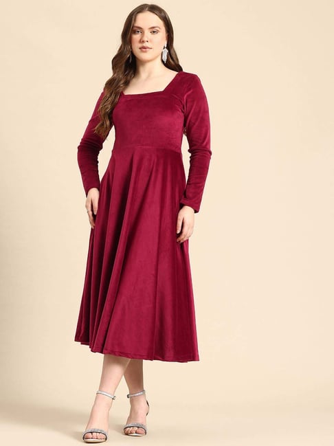 Qurvii Maroon Casual Dress-picture-32
