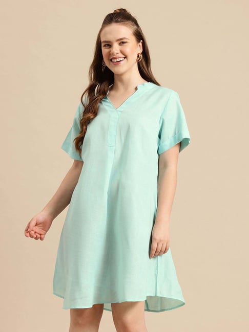Qurvii Turquoise Casual Dress