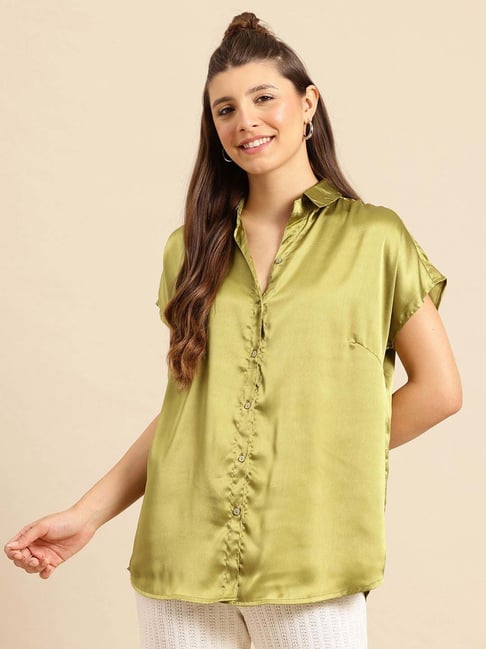 Qurvii Olive Casual Shirt-image-27