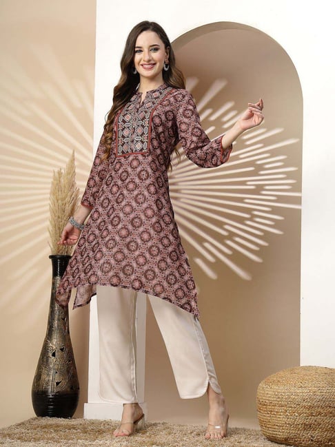 Nayam By Lakshita Brown A-Line Embroidered Kurta-picture-24