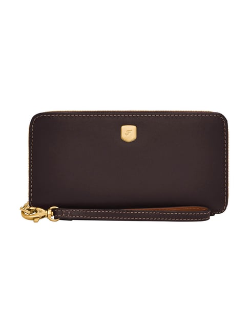 Fossil Lennox Brown Small Leather Zip Around Wallet