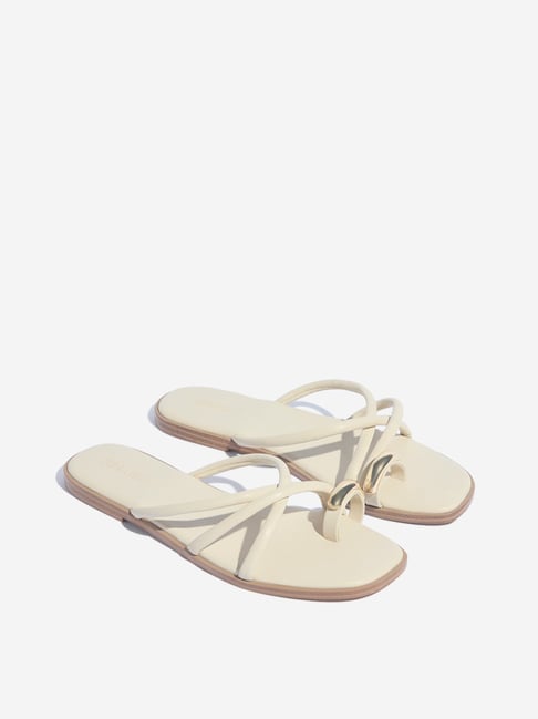 LUNA BLU by Westside Ivory Cord Toe-Ring Sandals-picture-36
