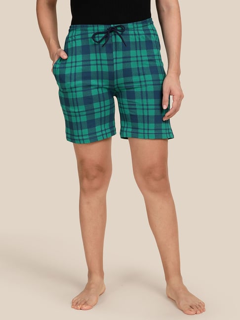 Kryptic Green Cotton Relaxed Fit Printed Shorts