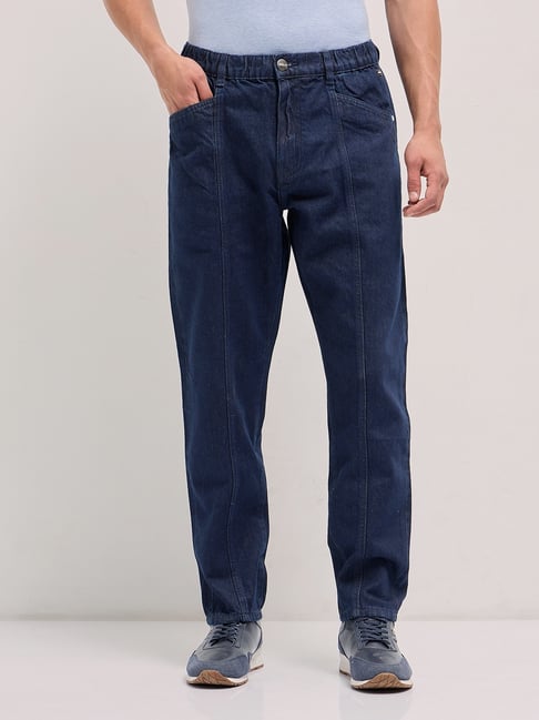 The Bear House Blue Relaxed Fit Solid Jeans
