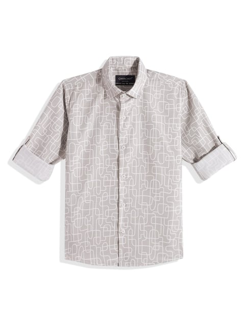 CHARCHIT Boys Khaki Cotton Lycra Printed Shirt-picture-30