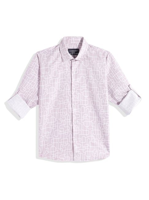 CHARCHIT Boys Lavender Cotton Lycra Printed Shirt-picture-37