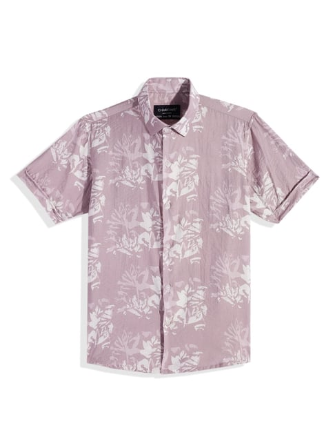 CHARCHIT Boys Levender Cotton Lycra Floral Shirt-picture-32