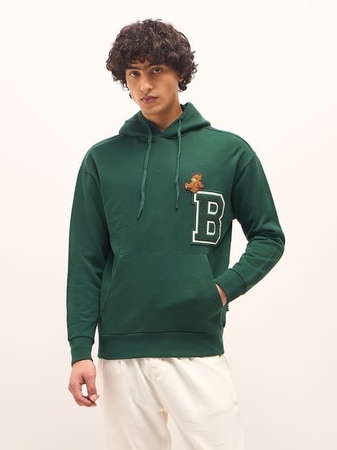 The Bear House Green Relaxed Fit Typography Hoodie-picture-22