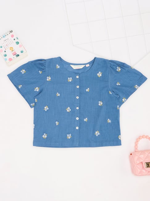 Akkriti by Pantaloons Girls Blue Top-picture-18