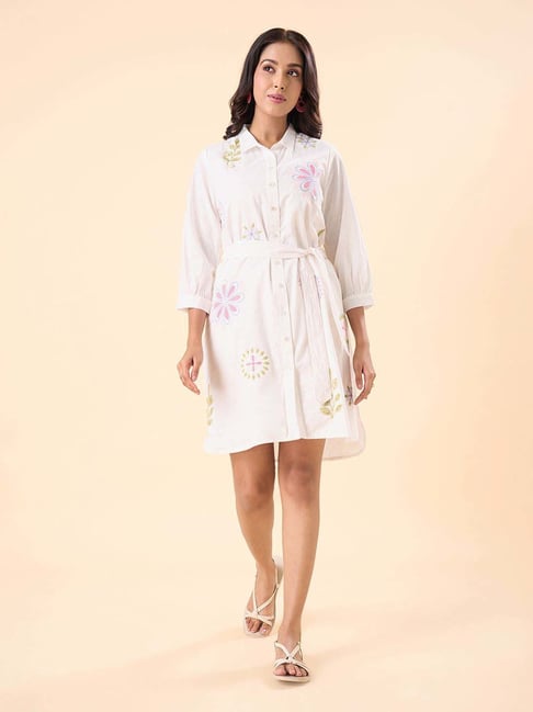 Akkriti by Pantaloons Snow White Embroidered Casual Dress-picture-29