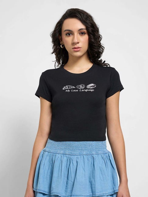 SF Jeans by Pantaloons Jet Black Printed Top-picture-22