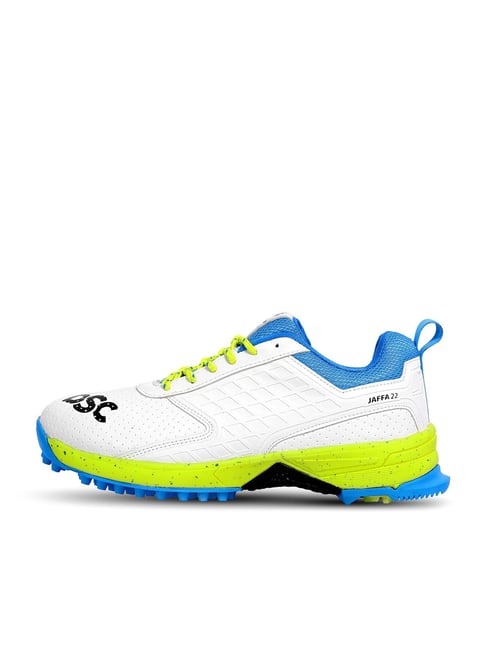 Buy DSC Men's Jaffa 22 White & Lime Yellow Cricket Shoes at Best
