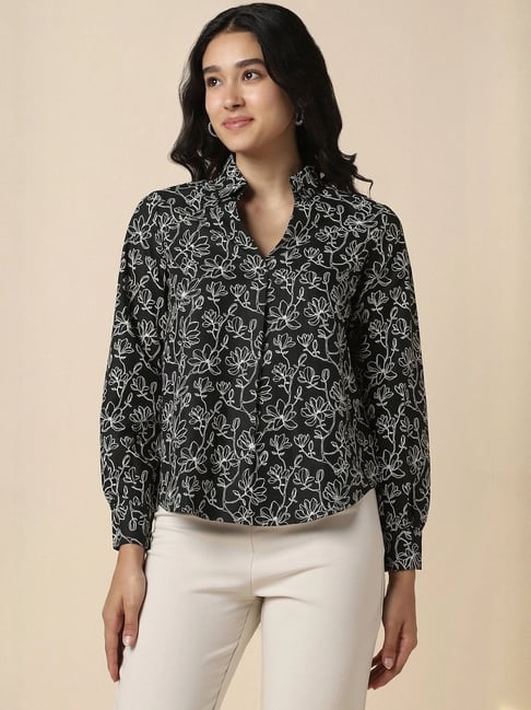 Allen Solly Black Printed Formal Shirt-picture-12