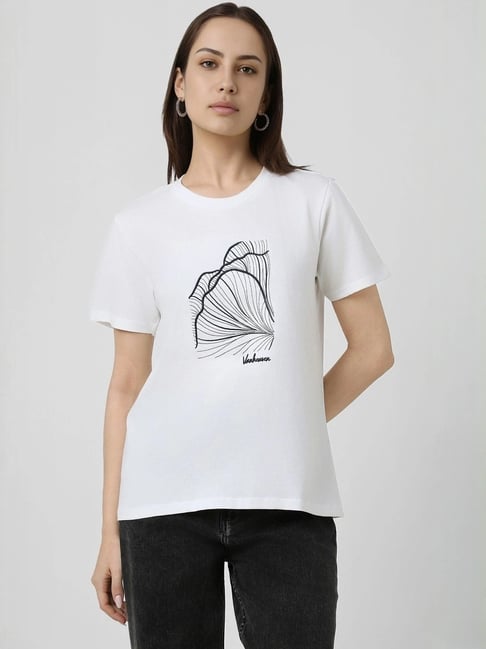 Van Heusen White Embroidered T-Shirt-picture-38