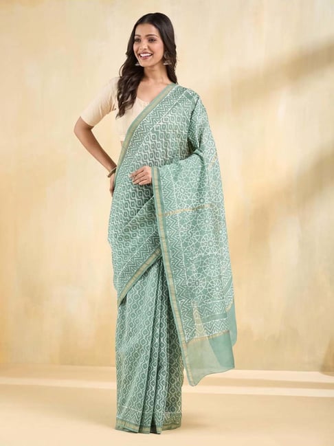 Fabindia Green Printed Sarees-picture-19
