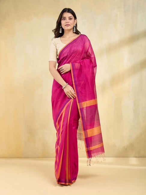Fabindia Pink Striped Sarees-picture-33