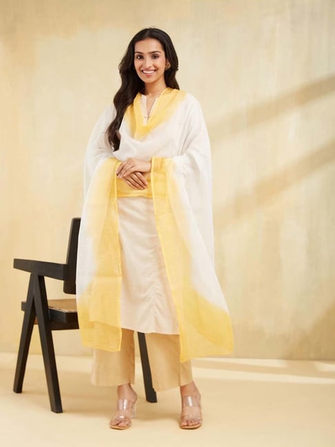 Fabindia Off White Embroidered Dupatta-picture-39