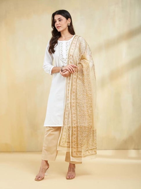 Fabindia Beige Printed Dupatta-picture-14