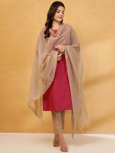 Fabindia Beige Woven Dupatta-picture-23