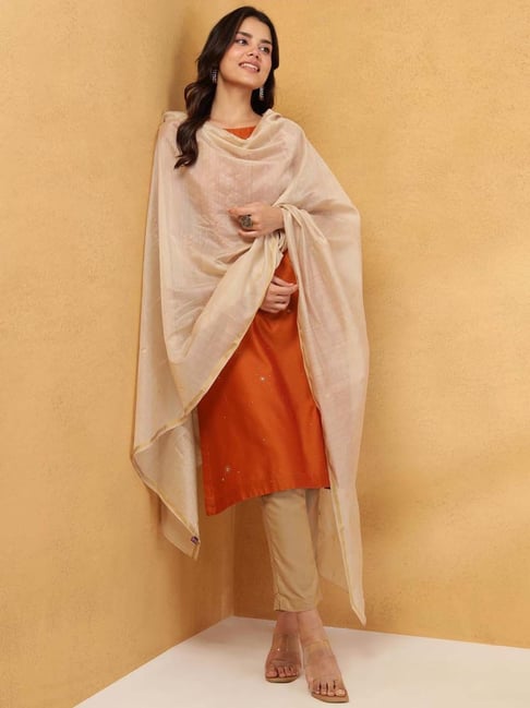 Fabindia Beige Woven Dupatta-picture-19