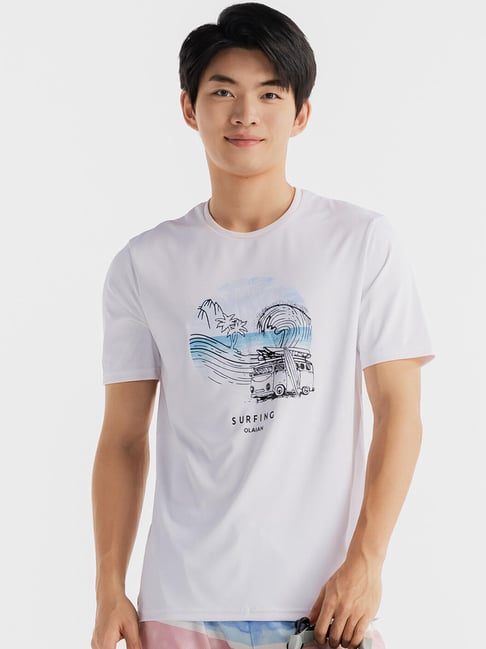 OLAIAN By Decathlon Men White Regular Fit Swim Tops