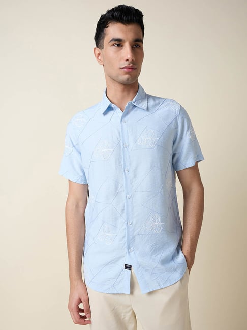 Thomas Scott Pink Regular Fit Embroidered Shirt-picture-21