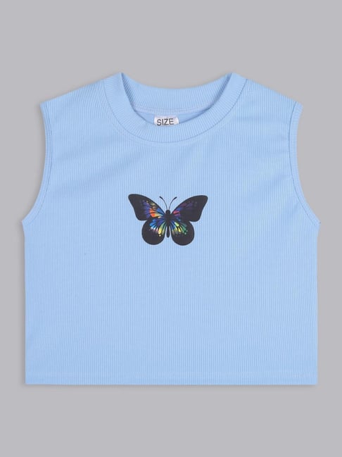 Bolly Lounge Girls Turquoise Cotton Regular Fit Crop Top-picture-30