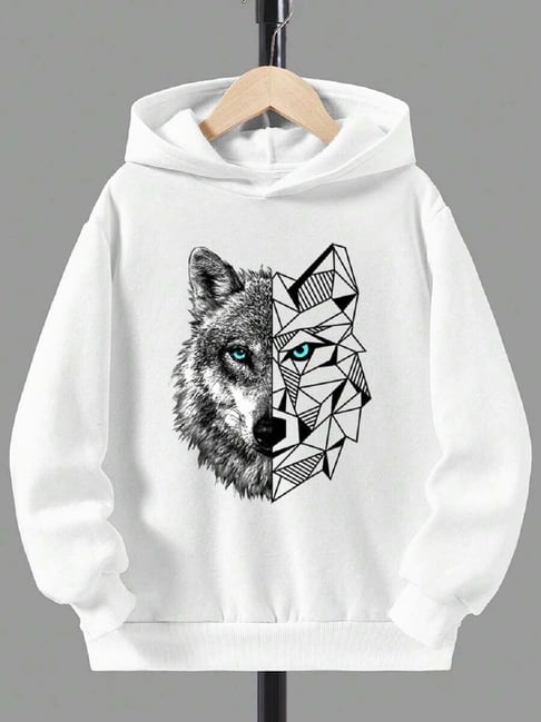 Bolly Lounge Boys White Cotton Regular Fit Printed Sweatshirt