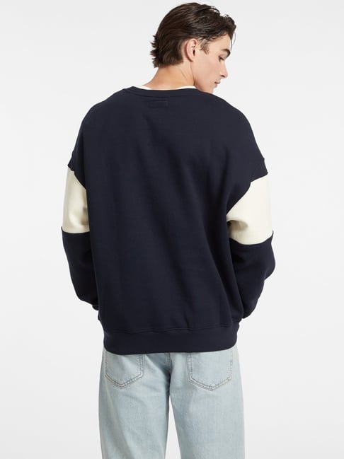 Buy Guess Jeans Navy Cotton Relaxed Fit Sweatshirt for Mens