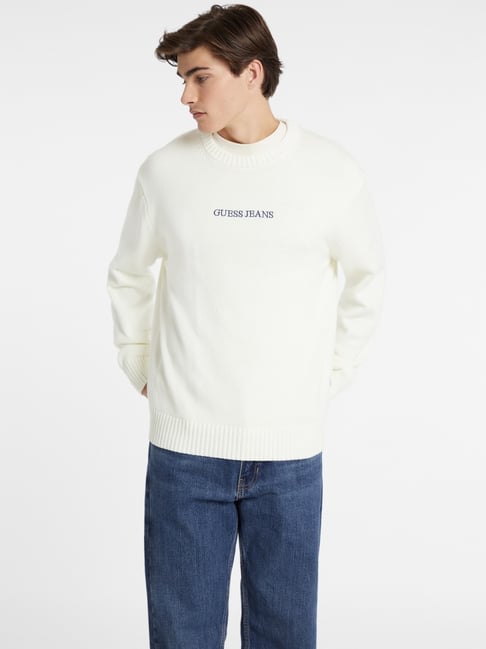 Guess Jeans Off-White Cotton Regular Fit Sweatshirt-picture-23