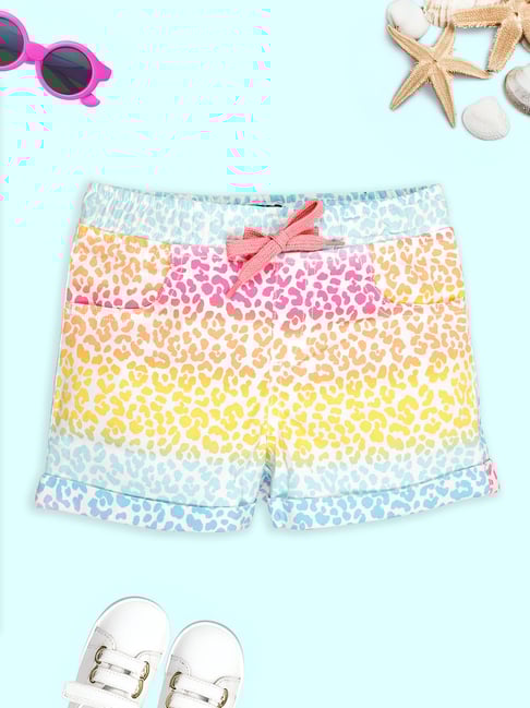 Kiddopanti Girls Multi Cotton Regular Fit Printed Shorts-picture-22