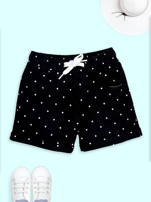 Kiddopanti Girls Black Cotton Regular Fit Printed Shorts-picture-25