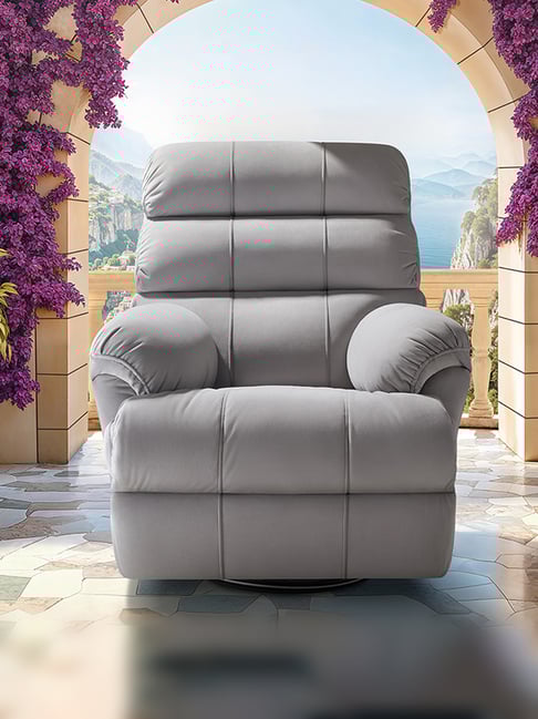 Duroflex Grey Permium Fabric Avalon Posture Pro Single Seater Motorized  Rocking Rotating Recliner