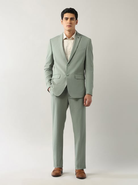 Arrow Green Regular Fit Two Piece Suit