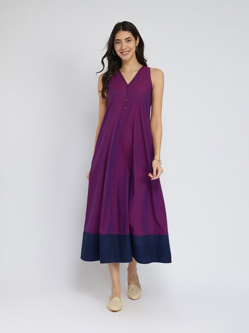 Pink Fort Purple Cotton A-Line Casual Dress Pink Fort Purple Cotton A-Line Casual Dress