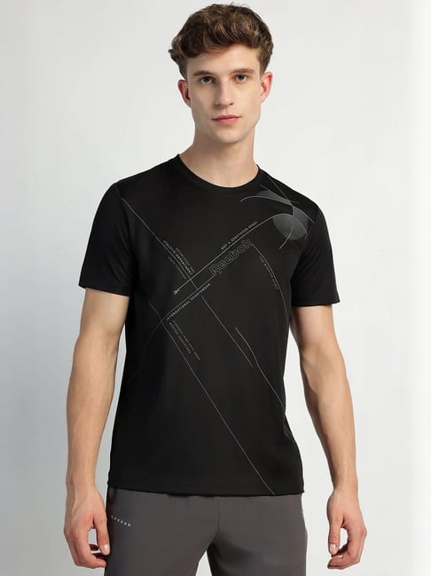 Reebok Black Regular Fit Printed Sports T-Shirt-picture-34
