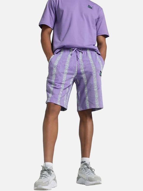Puma Purple Cotton Regular Fit Printed Shorts-picture-42