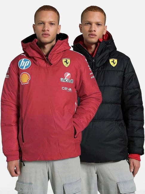 Puma Red Regular Fit Printed Reversible Jackets