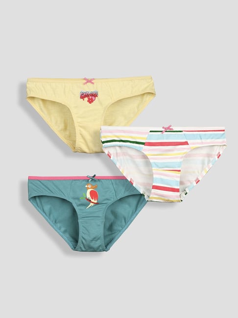 Tresnova Girls Multicolor Regular Fit Printed Briefs -Pack of 3
