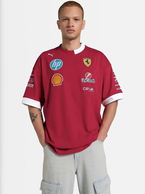 Puma Red Cotton Relaxed Fit Printed Sports T-Shirts-picture-27