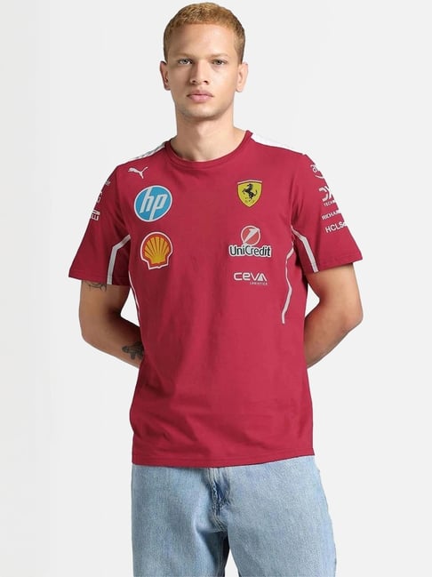 Puma Red Cotton Regular Fit Printed Sports T-Shirts-picture-21