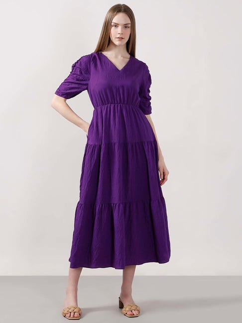 vero moda purple dress VMRITA Long dress | Dark Purple