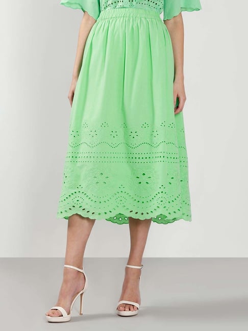 Vero Moda Summer Green Self Pattern Skirt