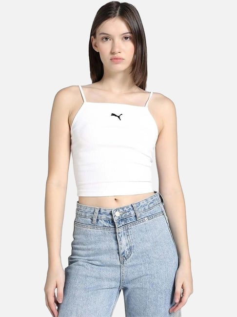 Puma White Cotton Skinny Fit Camisole