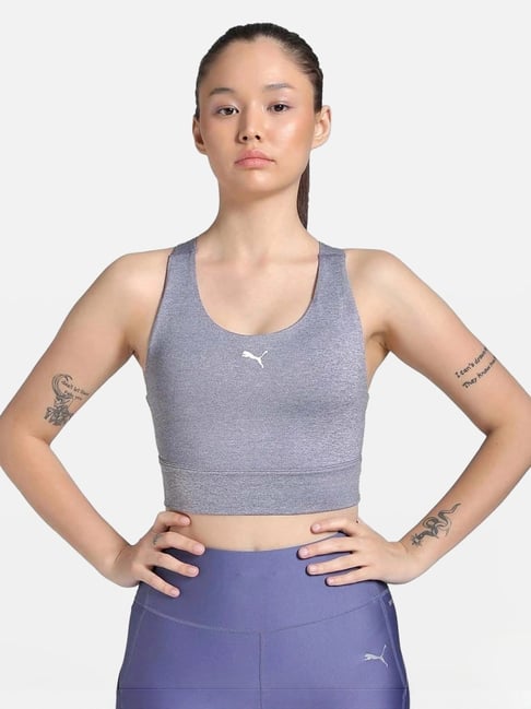 Puma Blue Skinny Fit Textured Sports Bra