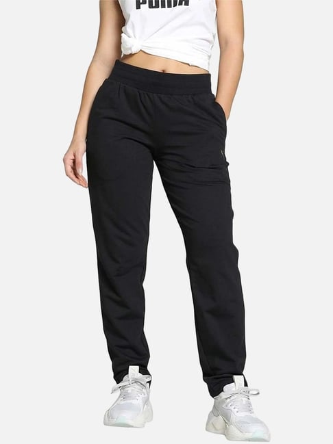 Puma Black Cotton Regular Fit Logo Printed Trackpants-picture-30