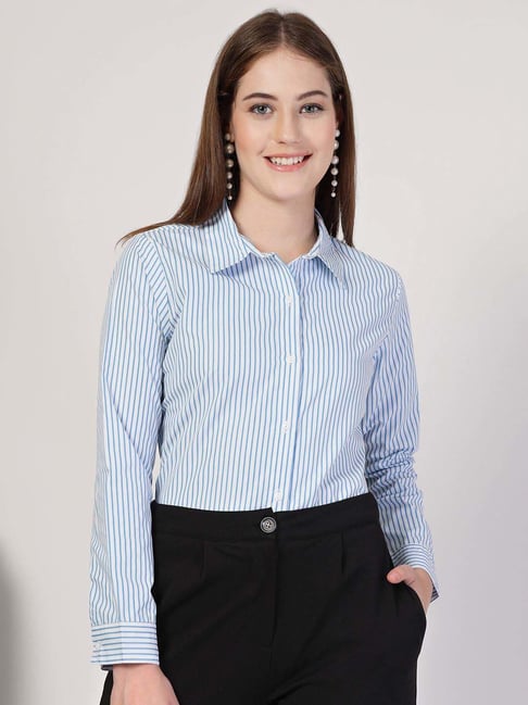 Style Quotient Blue Striped Formal Shirt-picture-16