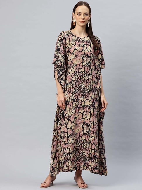 Cottinfab Beige Printed Night Gown-picture-11